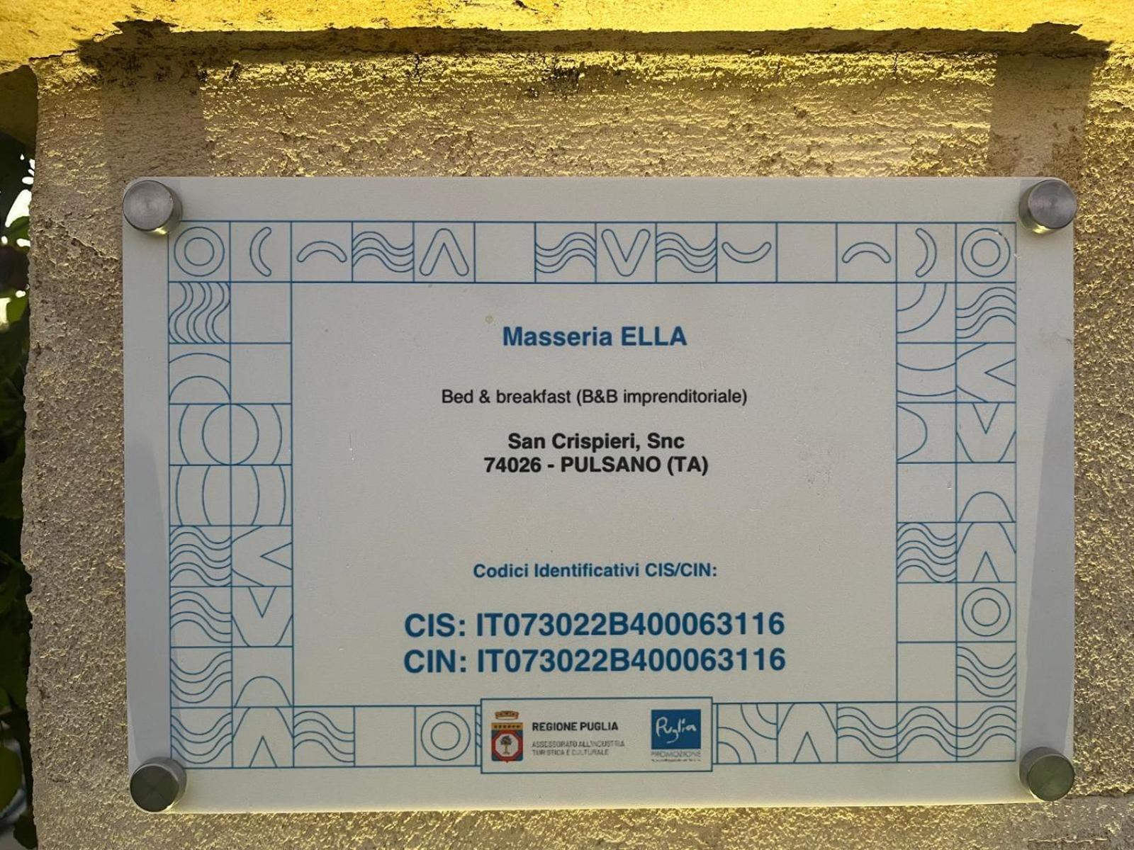 Masseria Ella Pulsano Exteriér fotografie